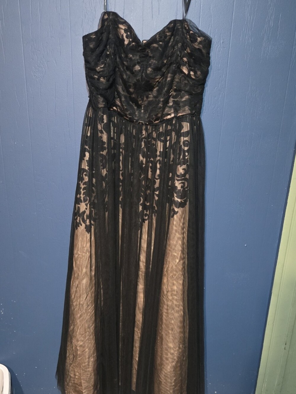 City Chic Strapless Black Lace Dress with Nude Lining